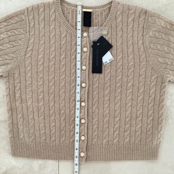 MAGASCHONI Beige 100% Cashmere Cable Knit Button Front Cardigan Sweater Top - Picture 10 of 12